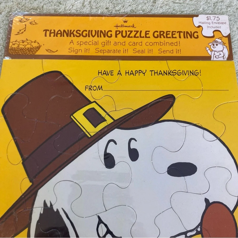 Vintage Hallmark Snoopy Thanksgiving Puzzle Greeting Card